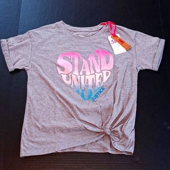 Girls Justice Graphic Side Tie T Shirt - Picture 1 of 5